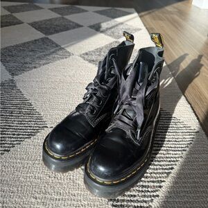 Dr. Martens Black Boots with Yellow Stitching
